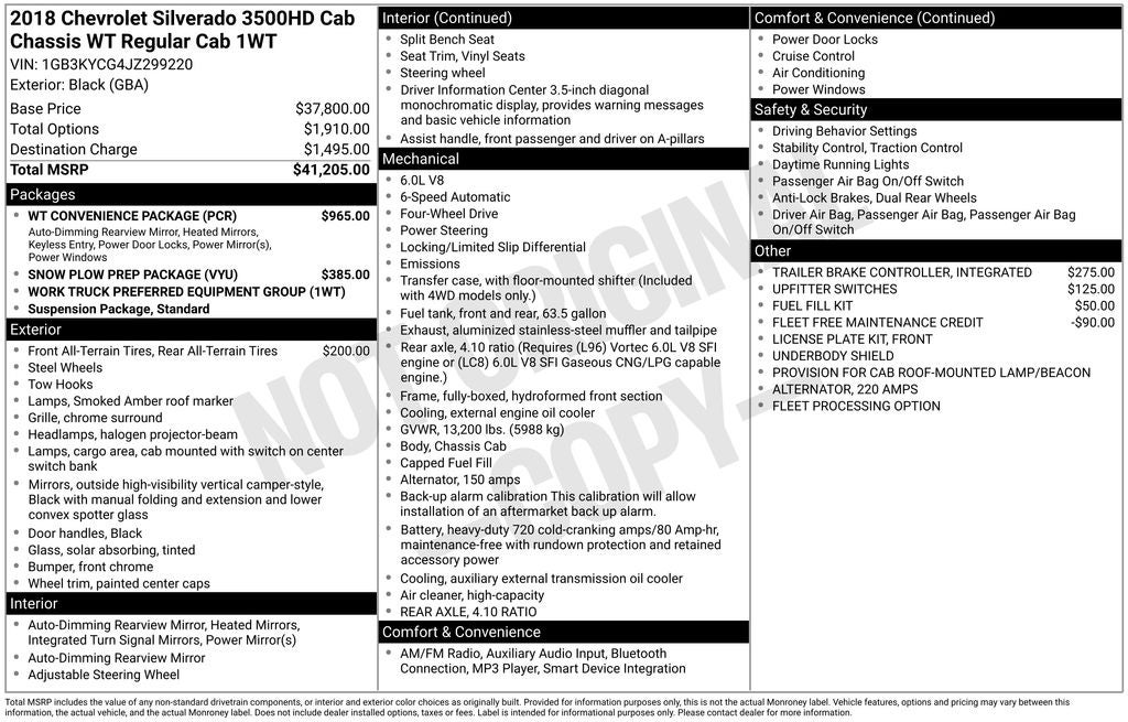 2018 Chevrolet Silverado 3500HD Work Truck