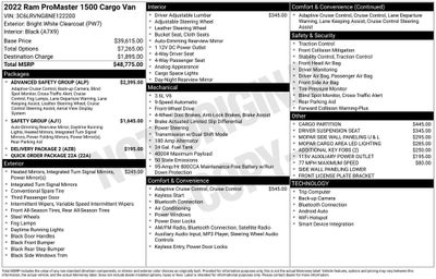 2022 RAM ProMaster 1500 Low Roof